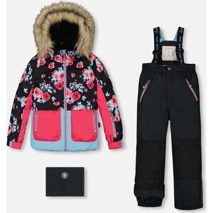 Floral Winter Jacket and Black Snow Pants Set Deux Par Deux NWT